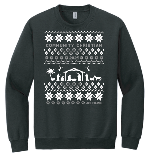 CCS Wrestling Christmas Sweater Design Crewneck Sweatshirt (black)