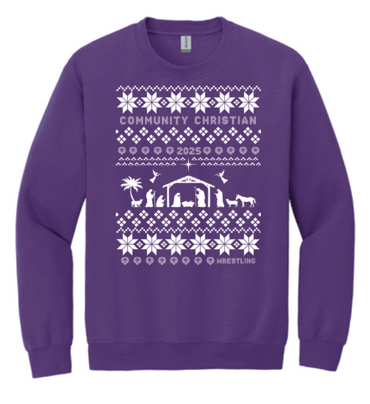 CCS Wrestling Christmas Sweater Design Crewneck Sweatshirt (purple)