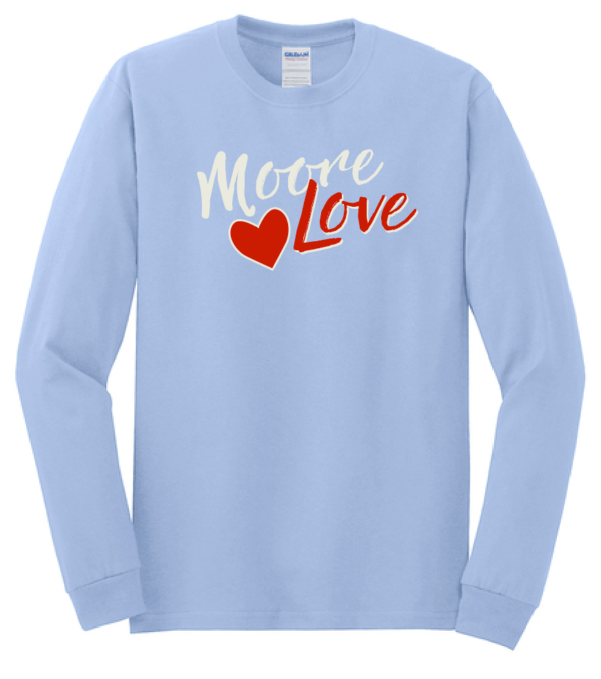 HWJH Moore Love "Script" Design Gildan L/S T-shirt (carolina blue)