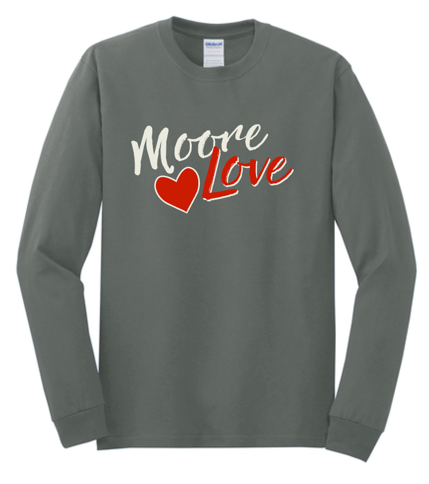 HWJH Moore Love "Script" Design Gildan L/S T-shirt (dark heather)