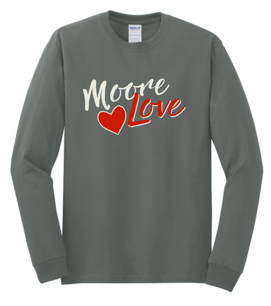 HWJH Moore Love "Script" Design Gildan L/S T-shirt (dark heather)