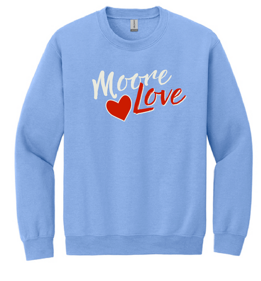 HWJH Moore Love "Script" Design Crewneck Sweatshirt (carolina blue)