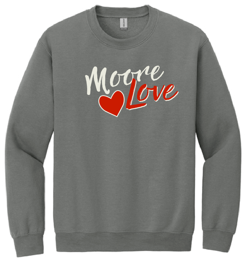 HWJH Moore Love "Script" Design Crewneck Sweatshirt (dark heather)