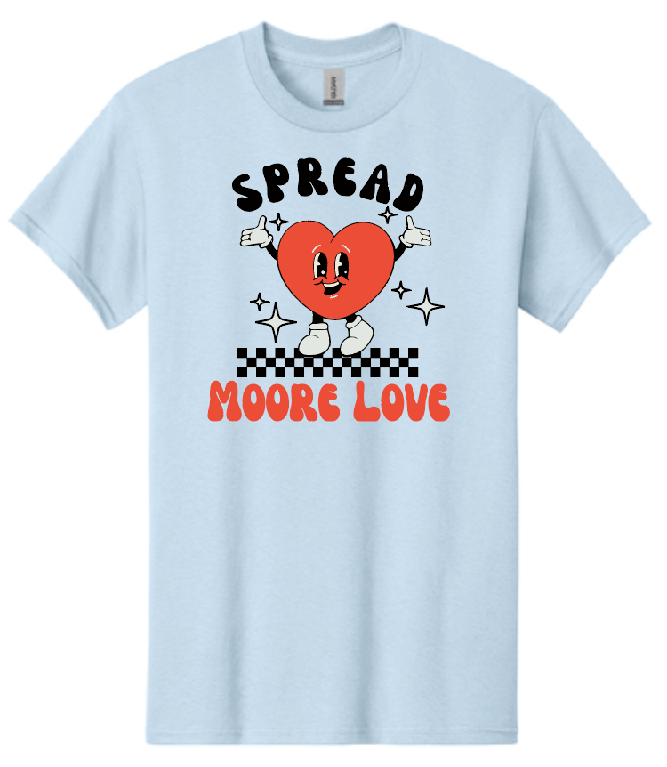 HWJH Moore Love "Happy Heart Cartoon" Design Gildan S/S T-shirt (lt blue)