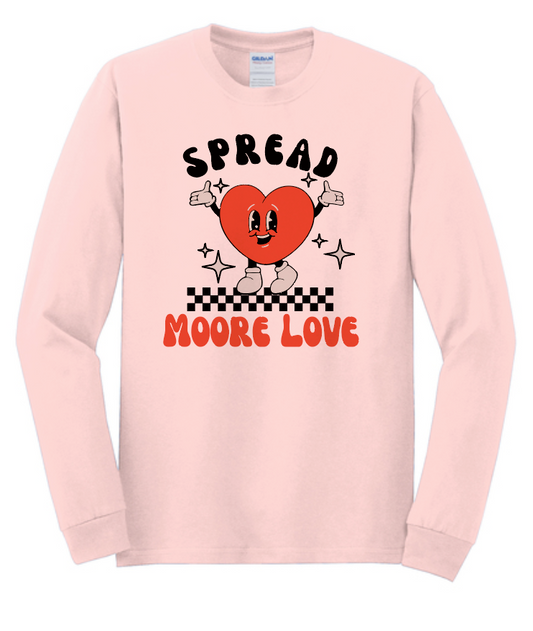 HWJH Moore Love "Happy Heart Cartoon" Design Gildan L/S T-shirt (pink)