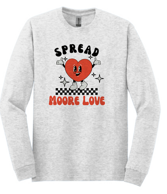 HWJH Moore Love "Happy Heart Cartoon" Design Gildan L/S T-shirt (ash)