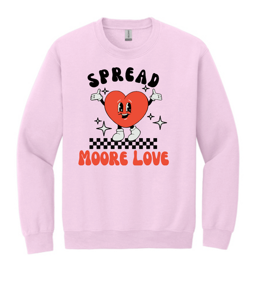HWJH Moore Love "Happy Heart Cartoon" Design Crewneck Sweatshirt (pink)
