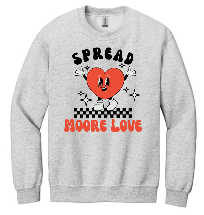 HWJH Moore Love "Happy Heart Cartoon" Design Crewneck Sweatshirt (ash)