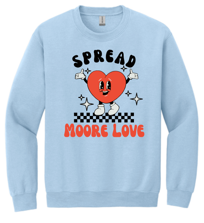 HWJH Moore Love "Happy Heart Cartoon" Design Crewneck Sweatshirt (blue)