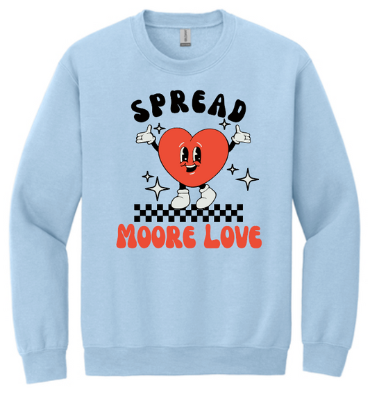 HWJH Moore Love "Happy Heart Cartoon" Design Crewneck Sweatshirt (blue)
