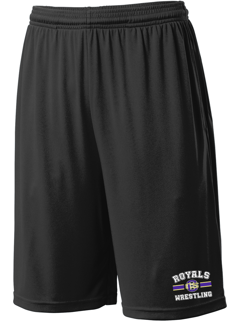 CCS Wrestling Athletes "Royals Wrestling with CCS Logo" Moisture Wicking Short (black)