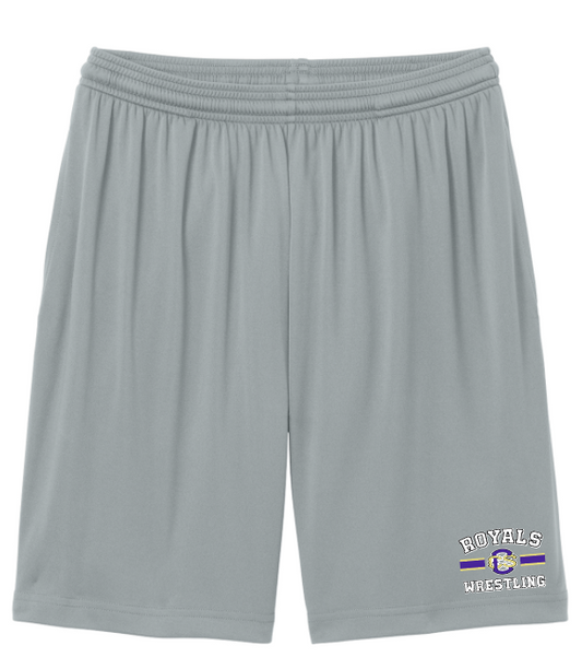 CCS Wrestling Athletes "Royals Wrestling with CCS Logo" Moisture Wicking Short (silver)