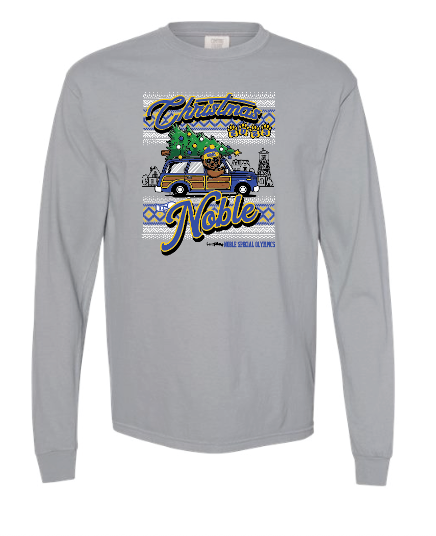 Noble Special Olympics "Christmas" Design Comfort Colors L/S T-shirt (granite)