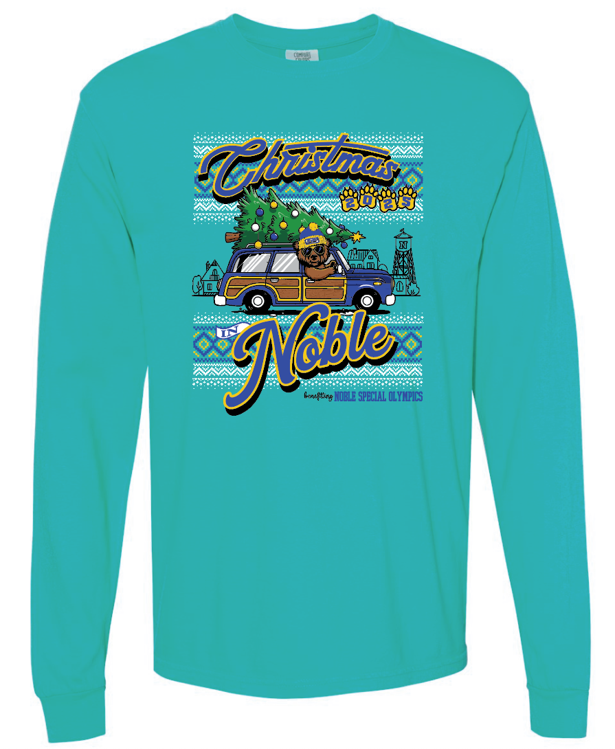 Noble Special Olympics "Christmas" Design Comfort Colors L/S T-shirt (island green)