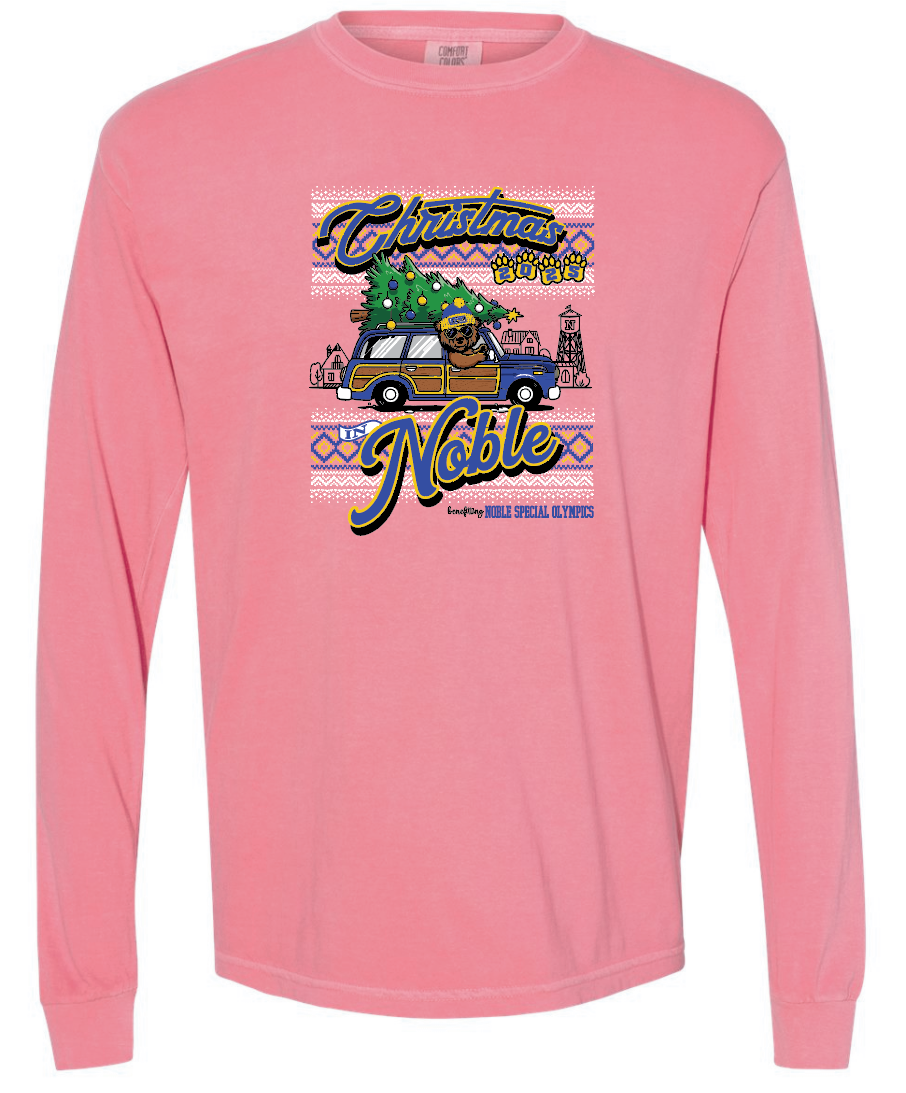 Noble Special Olympics "Christmas" Design Comfort Colors L/S T-shirt (crunchberry)
