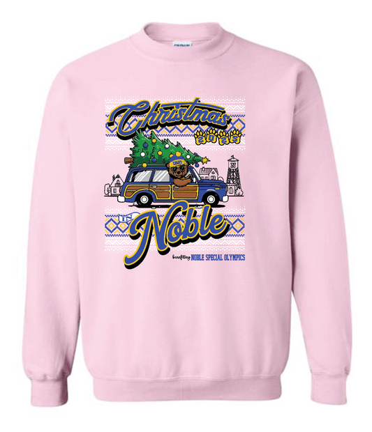 Noble Special Olympics "Christmas" Design Crewneck Sweatshirt (pink)