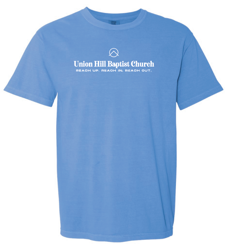 Union Hill "1 John 4" Design Comfort Colors S/S T-shirt (flo blue)