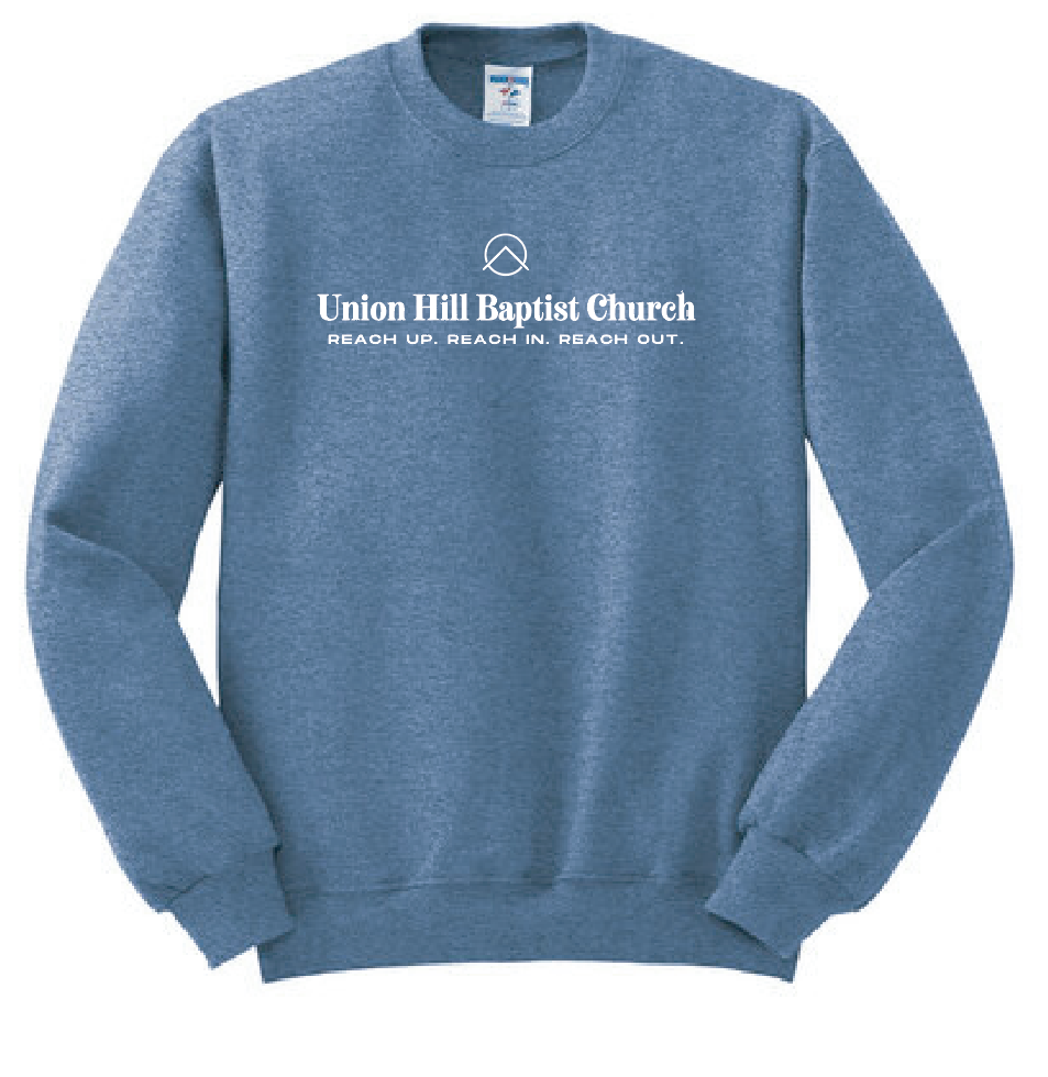 Union Hill "1 John 4" Design Crewneck Sweatshirt (htr blue)