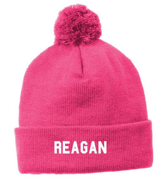 Reagan Embroidered Beanie (pink)