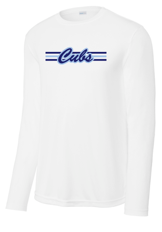 Cleveland "Script Bar" Design L/S Moisture Wicking T-shirt (white)