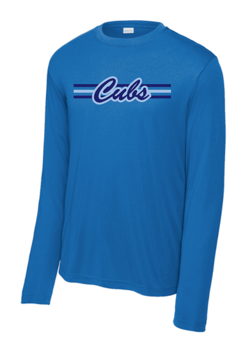 Cleveland "Script Bar" Design L/S Moisture Wicking T-shirt (royal)