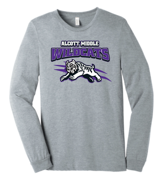 Alcott "Leaping Cat" Design L/S T-shirt (heather)