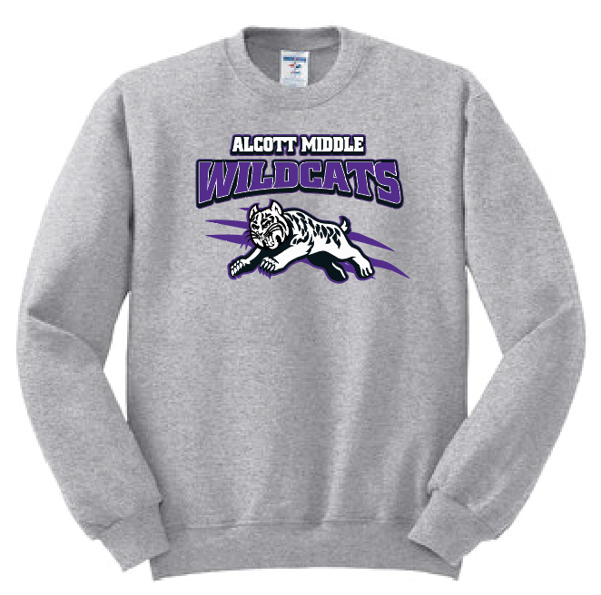 Alcott "Leaping Cat" Design Crewneck Sweatshirt (heather)