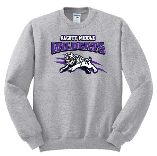 Alcott "Leaping Cat" Design Crewneck Sweatshirt (heather)
