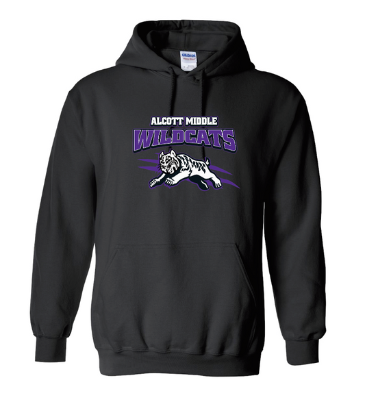 Alcott "Leaping Cat" Design Hooded Sweatshirt (black)