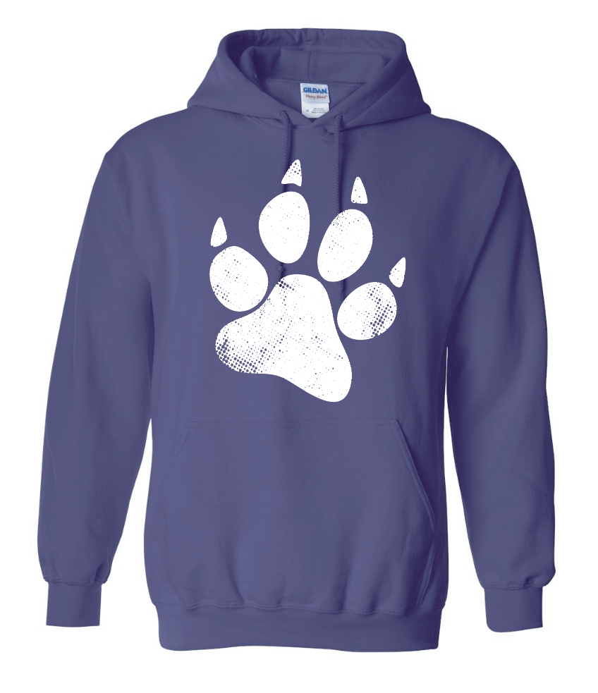 Alcott "Distressed Paw" Design Hooded Sweatshirt (purple)