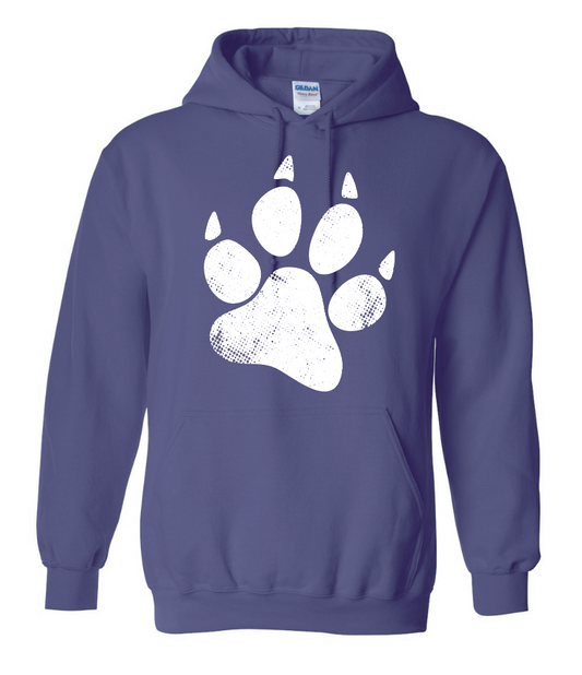 Alcott "Distressed Paw" Design Hooded Sweatshirt (purple)
