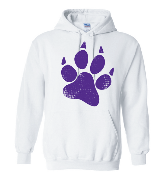 Alcott "Distressed Paw" Design Hooded Sweatshirt (white)