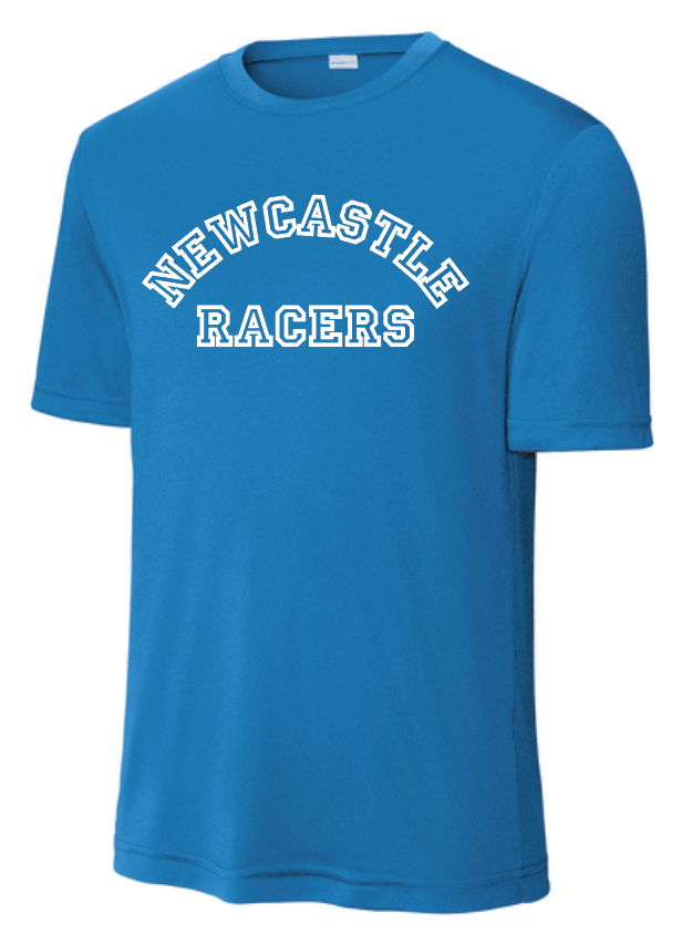 Newcastle Middle School "Curved Text" Moisture Wicking S/S T-shirt (royal)
