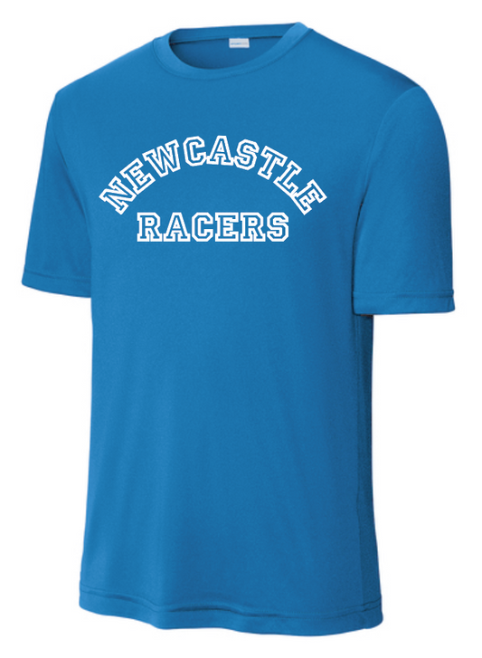 Newcastle Middle School "Curved Text" Moisture Wicking S/S T-shirt (royal)