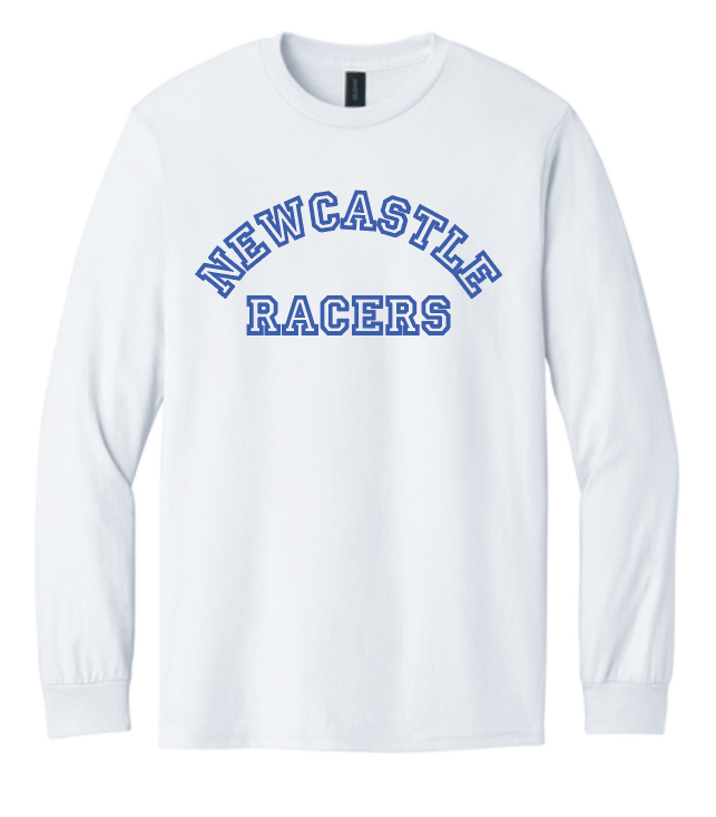 Newcastle Middle School "Curved Text" Gildan L/S T-shirt (white)