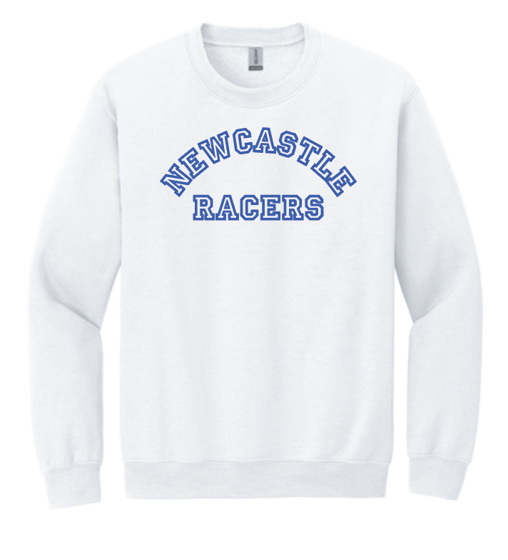 Newcastle Middle School "Curved Text" Gildan Crewneck Sweatshirt (white)