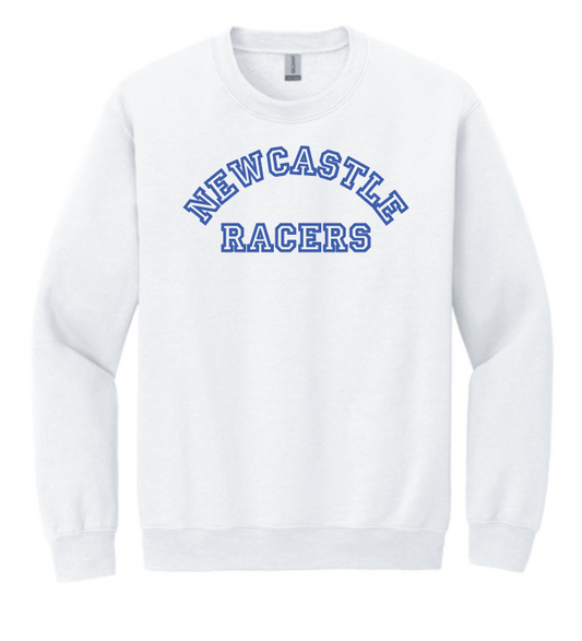 Newcastle Middle School "Curved Text" Gildan Crewneck Sweatshirt (white)