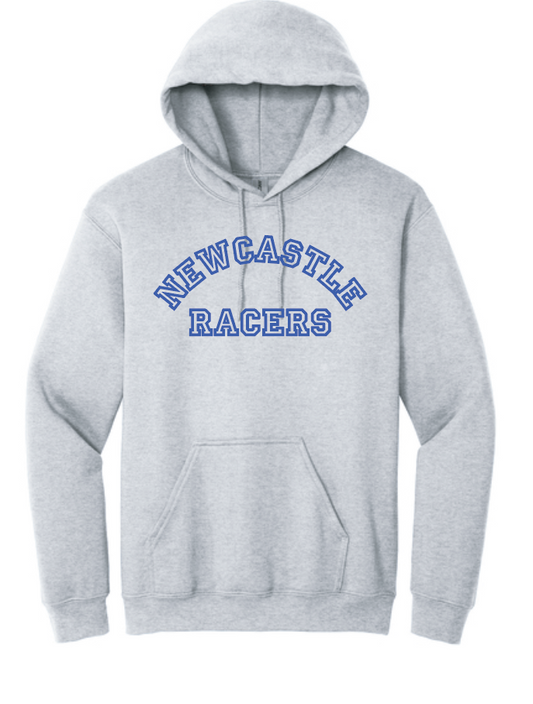 Newcastle Middle School "Curved Text" Gildan Hooded Sweatshirt (heather)
