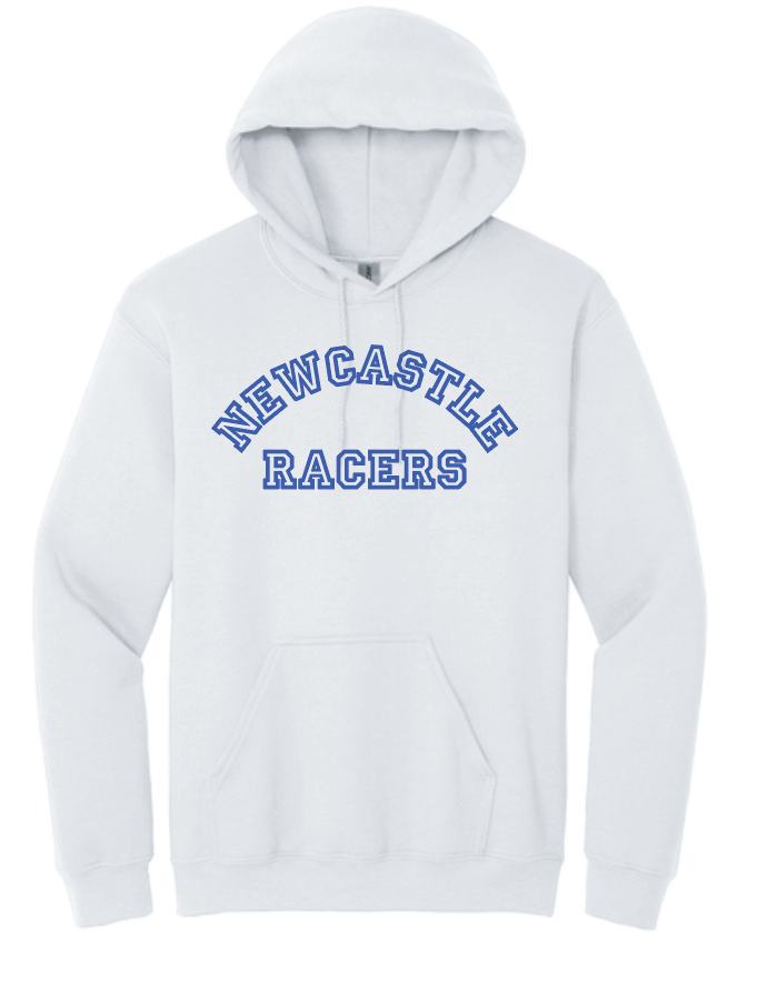 Newcastle Middle School "Curved Text" Gildan Hooded Sweatshirt (white)