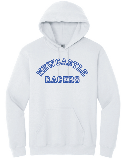 Newcastle Middle School "Curved Text" Gildan Hooded Sweatshirt (white)