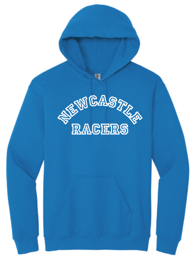Newcastle Middle School "Curved Text" Gildan Hooded Sweatshirt (royal)