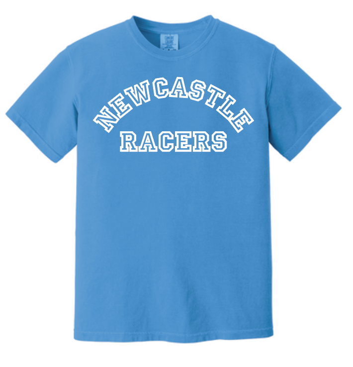 Newcastle Middle School "Curved Text" Comfort Colors S/S T-shirt (flo blue)