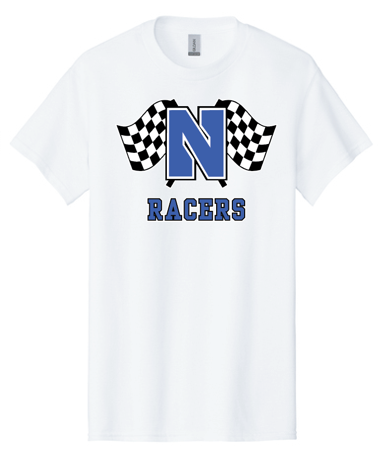 Newcastle Middle School "Racer Flags" Gildan S/S T-shirt (white)