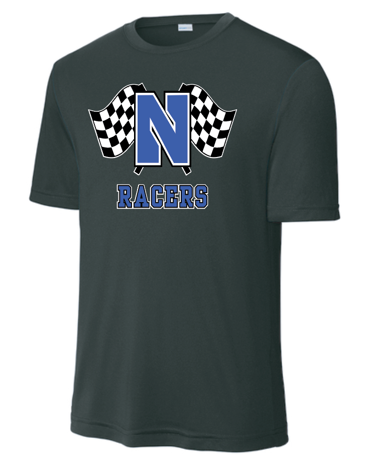 Newcastle Middle School "Racer Flags" Moisture Wicking S/S T-shirt (black)