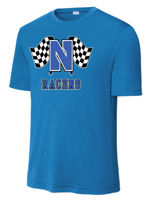 Newcastle Middle School "Racer Flags" Moisture Wicking S/S T-shirt (royal)