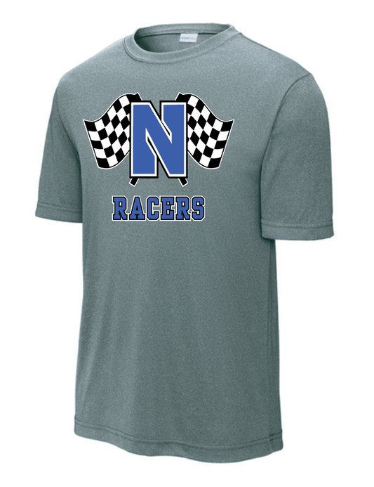 Newcastle Middle School "Racer Flags" Moisture Wicking S/S T-shirt (heather)