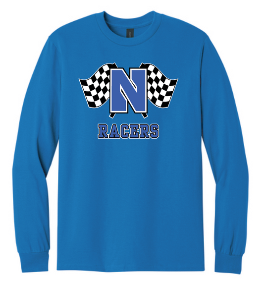 Newcastle Middle School "Racer Flags" Gildan L/S T-shirt (royal)