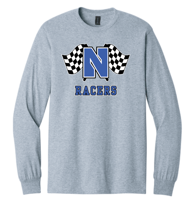 Newcastle Middle School "Racer Flags" Gildan L/S T-shirt (heather)