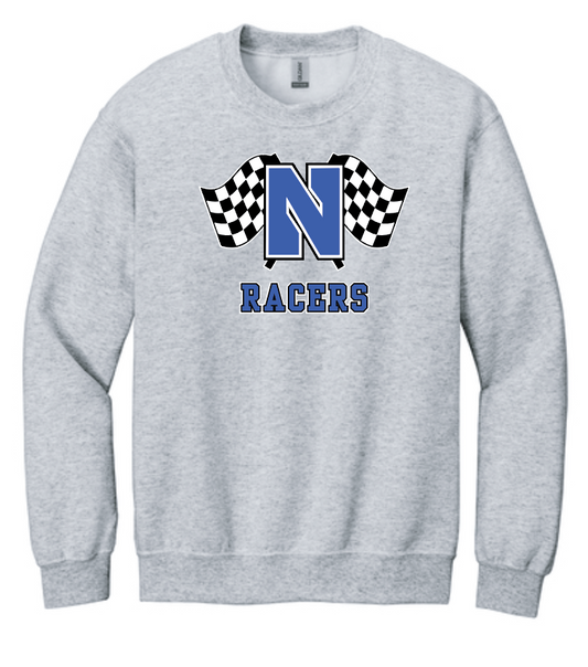 Newcastle Middle School "Racer Flags" Gildan Crewneck Sweatshirt (heather)