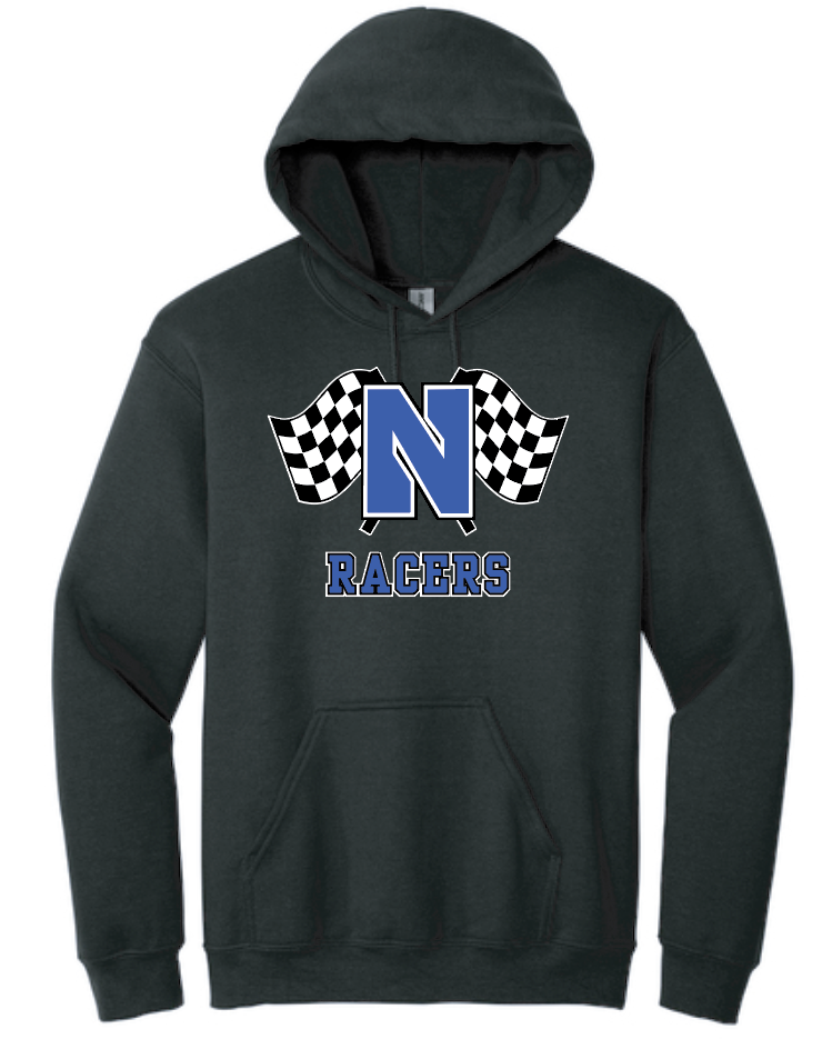 Newcastle Middle School "Racer Flags" Gildan Hooded Sweatshirt (black)
